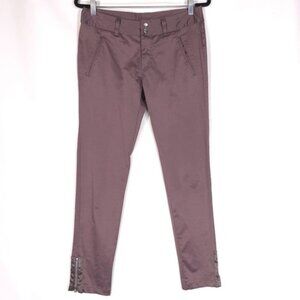 Adidas NEO LABEL Silky Ankle Zip Pants Mid Rise Belt Loops Purple Skinny Size 8‎
